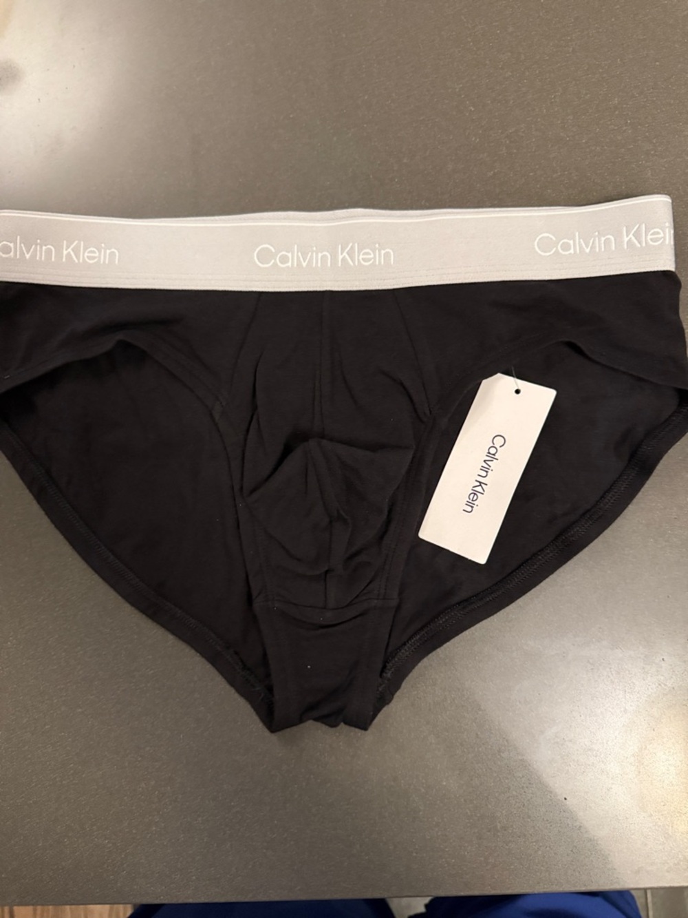 New Calvin Klein Black Hip Briefs Trio with Blue, Pink & Gray Waistbands. Cotton - Picture 3 of 6